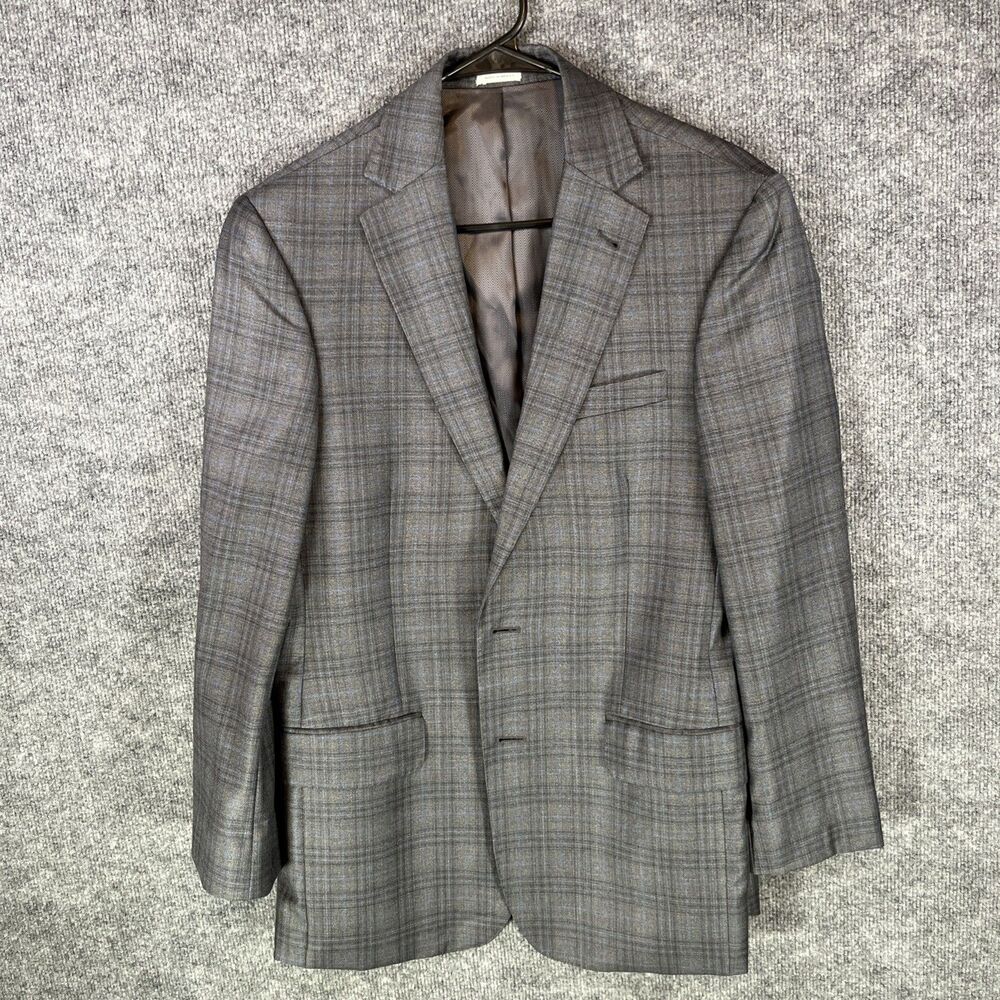 Joseph Abboud Blazer Mens 38R Gray Windowpane Reda 2 Button Wool Jacket slim Fit